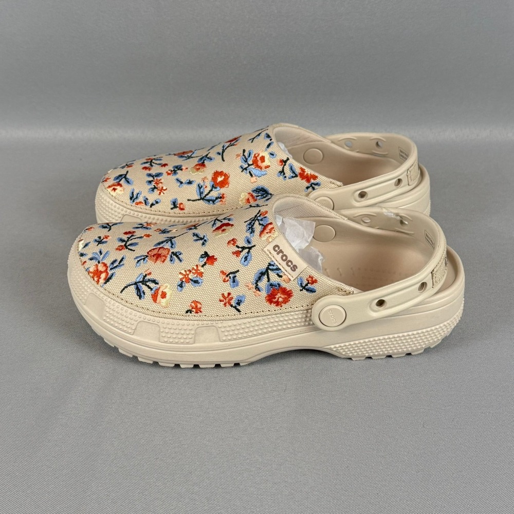 Crocs Classic Crafted Floral Clogs Womens 8 Frappe Unisex M6 212878-2MC New NWT - Picture 2 of 7